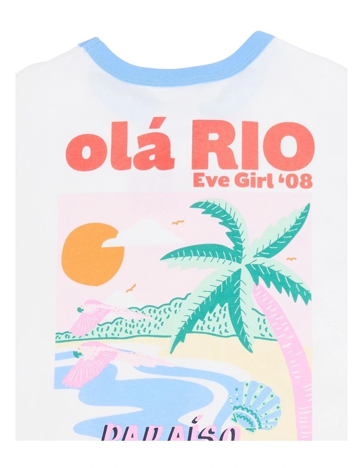 Vacay Ringer Tee (8-16 Years) in Vintage White image 7