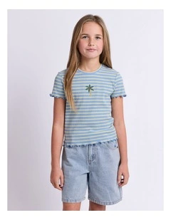 Sammy Rib Tee (8-16 Years) in Light Blue
