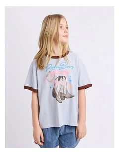 Boots Ringer Tee (8-16 Years) in Light Blue