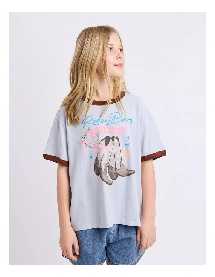 Boots Ringer Tee (8-16 Years) in Light Blue image 1
