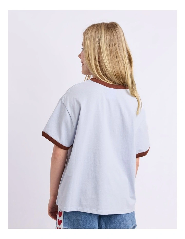 Boots Ringer Tee (8-16 Years) in Light Blue image 2