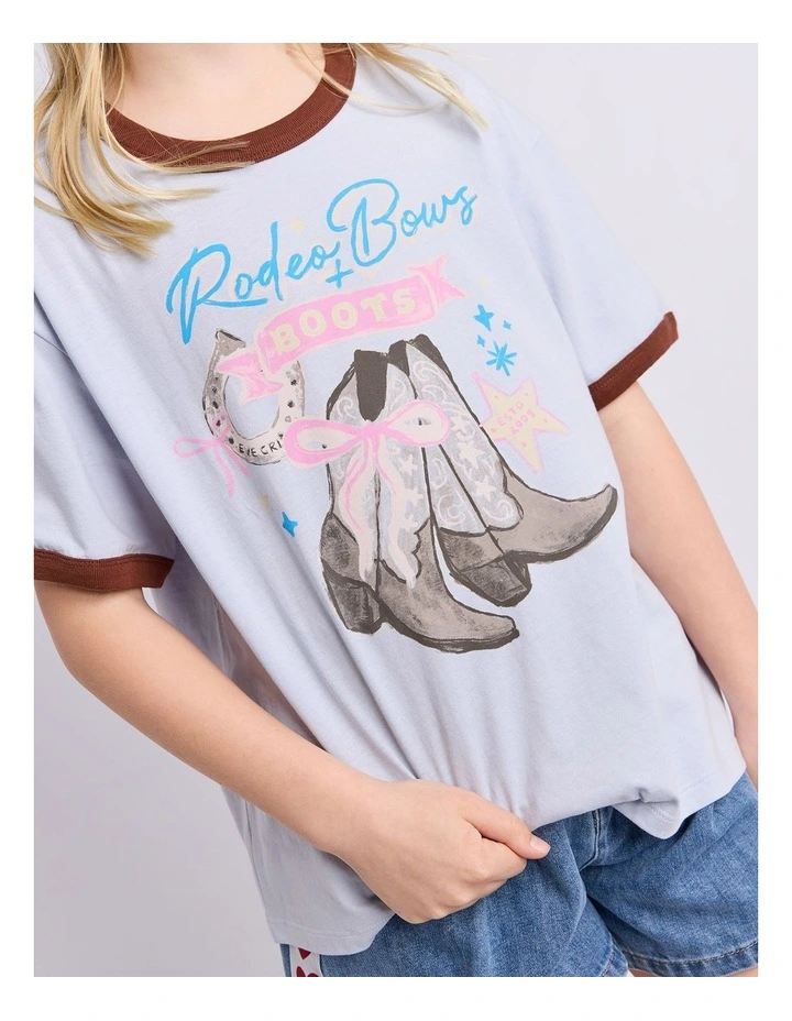 Boots Ringer Tee (8-16 Years) in Light Blue image 4
