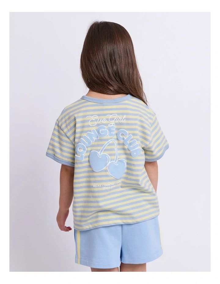 Lounge Club Stripe Tee (3-7 Years) in Sky Blue image 2