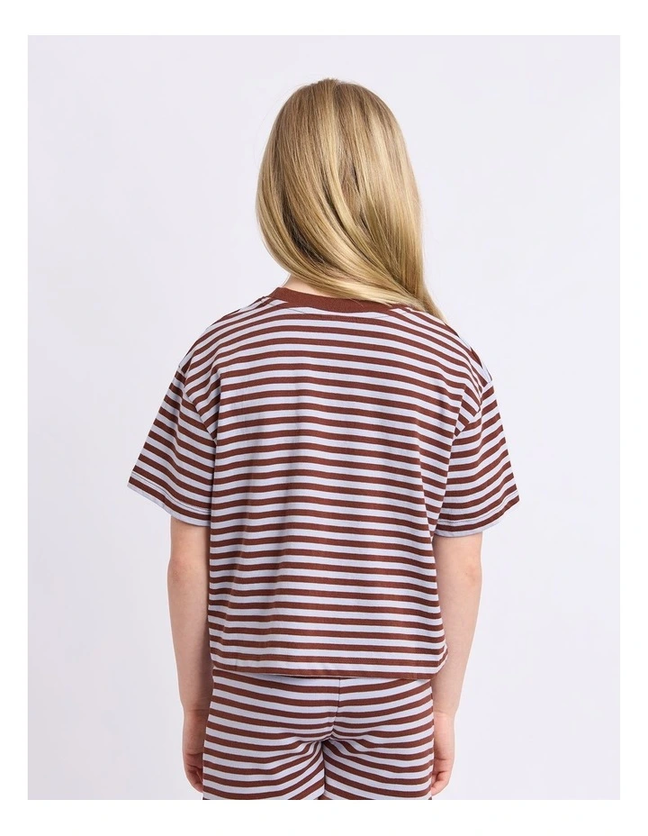 Paloma Stripe Short Sleeve (8-16 Years) in Chocolate image 2