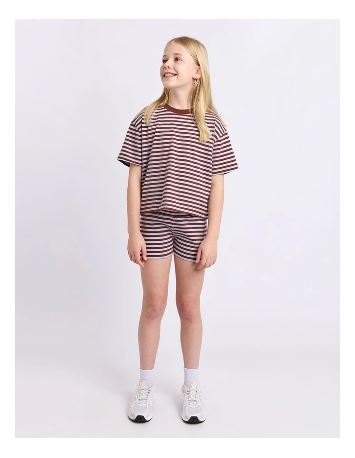 Paloma Stripe Short Sleeve (8-16 Years) in Chocolate image 3