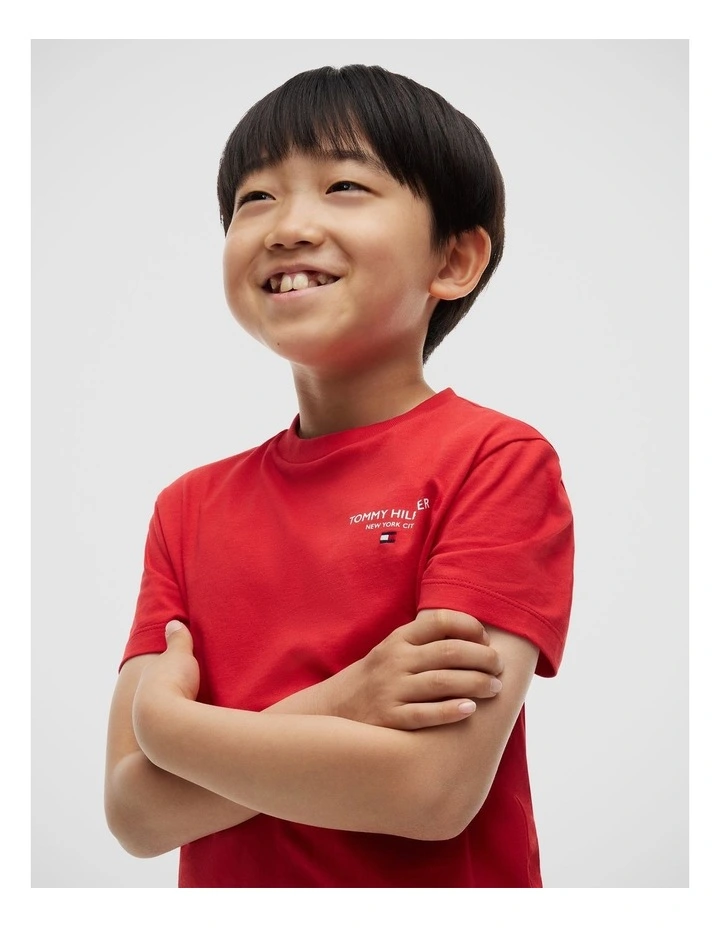 Boys Logo Jersey Crew Neck T-Shirt (8-16 years) in Red image 2