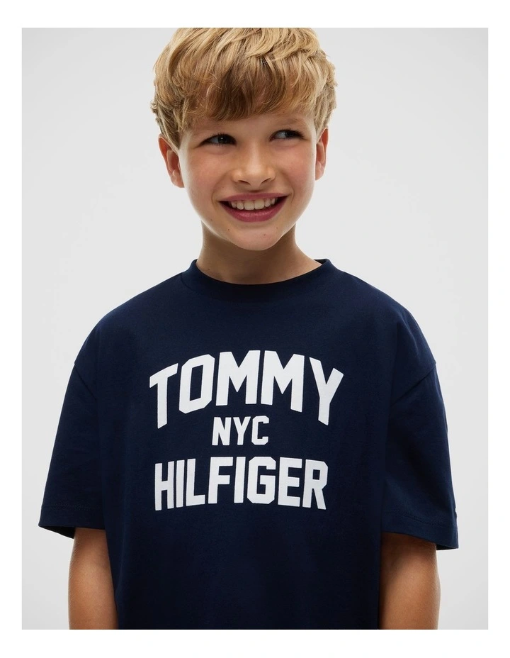 Boys Logo Jersey Crew Neck T-Shirt (8-16 years) in Blue image 4