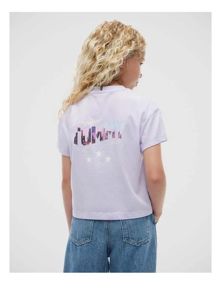 Girls Back Skyline Photo Print Relaxed T-Shirt (8-16 years) in Purple image 2