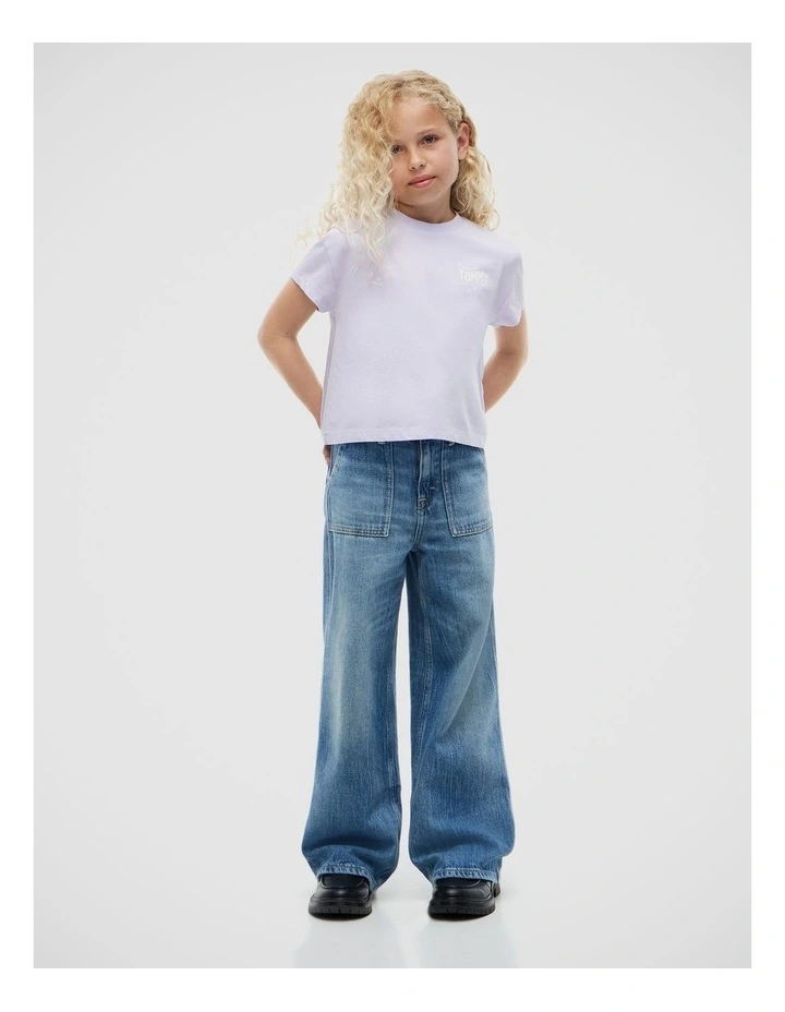 Girls Back Skyline Photo Print Relaxed T-Shirt (8-16 years) in Purple image 3