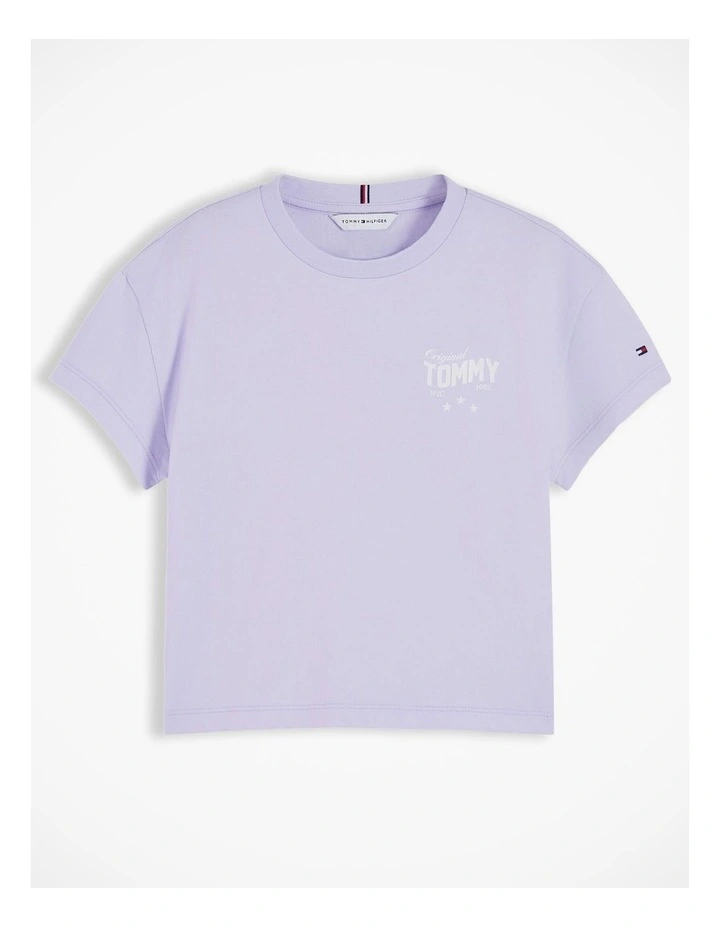 Girls Back Skyline Photo Print Relaxed T-Shirt (8-16 years) in Purple image 5