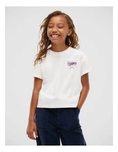 Girls Back Skyline Photo Print Relaxed T-Shirt (8-16 years) in White