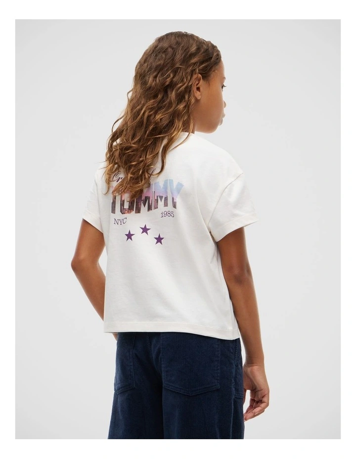 Girls Back Skyline Photo Print Relaxed T-Shirt (8-16 years) in White image 2