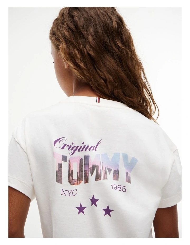 Girls Back Skyline Photo Print Relaxed T-Shirt (8-16 years) in White image 3