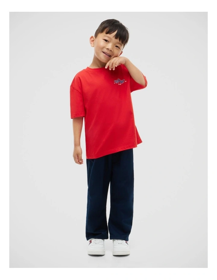 Logo Jersey Crew Neck T-Shirt (3-7 years) in Red image 2