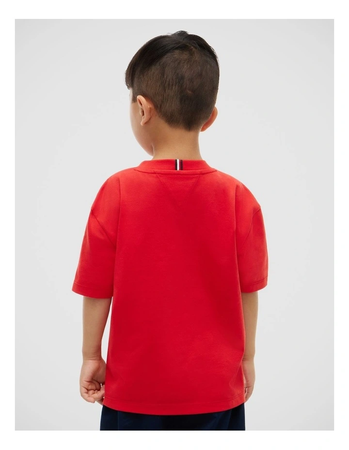 Logo Jersey Crew Neck T-Shirt (3-7 years) in Red image 3