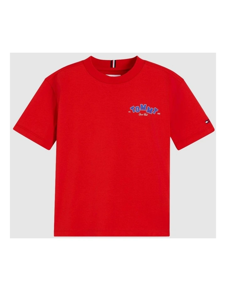 Logo Jersey Crew Neck T-Shirt (3-7 years) in Red image 5