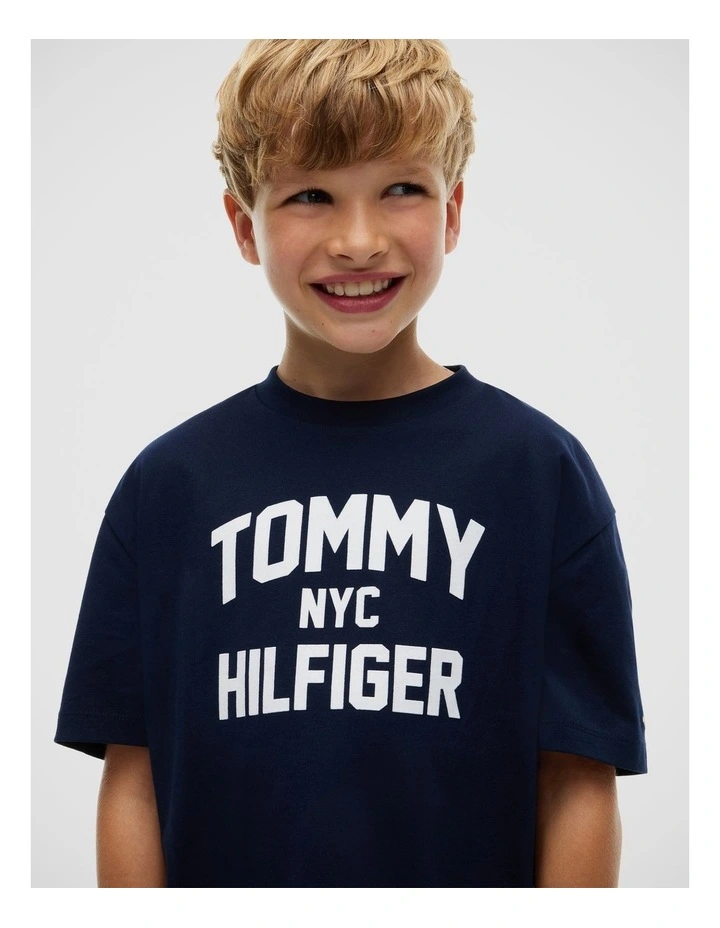 Boys Logo Jersey Crew Neck T-Shirt (3-7 years) in Blue image 4