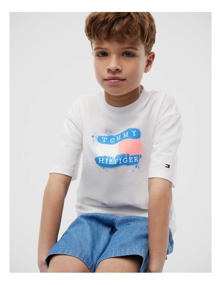 Boys Flag Graffiti T-Shirt (8-16 years) in White image 4