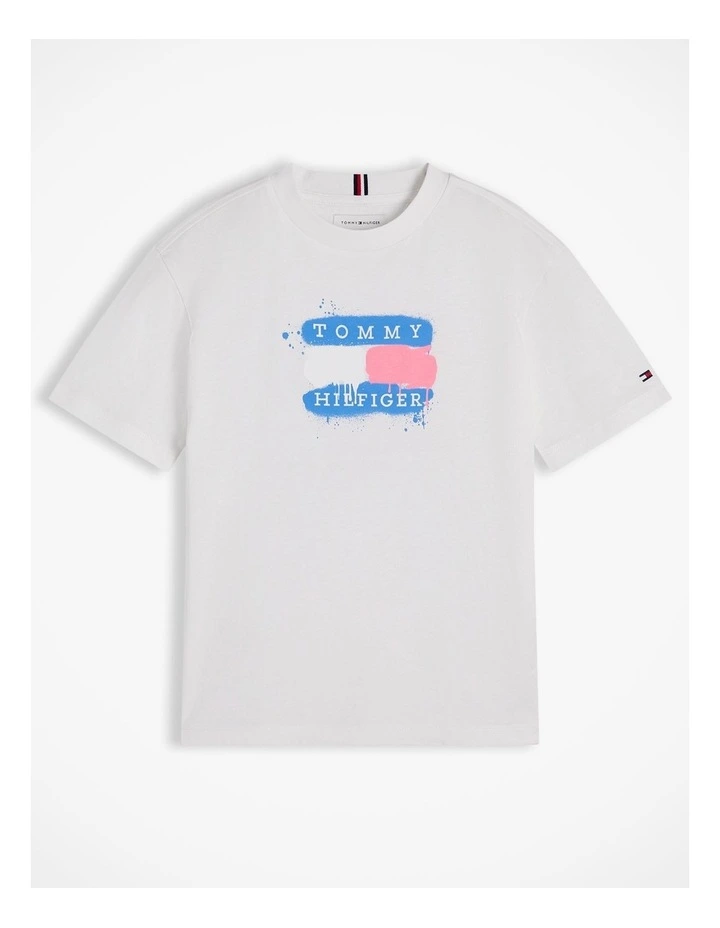 Boys Flag Graffiti T-Shirt (8-16 years) in White image 5