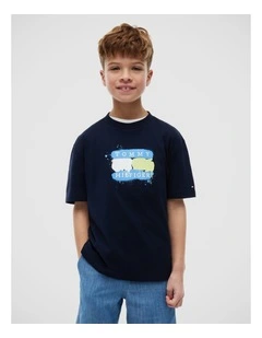 Boys Flag Graffiti T-Shirt (8-16 years) in Blue