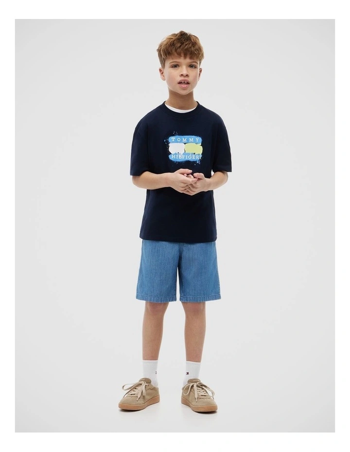 Boys Flag Graffiti T-Shirt (8-16 years) in Blue image 2