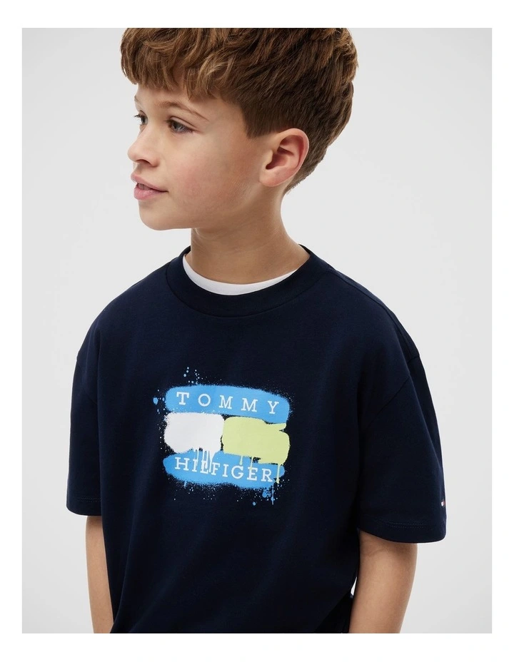 Boys Flag Graffiti T-Shirt (8-16 years) in Blue image 4