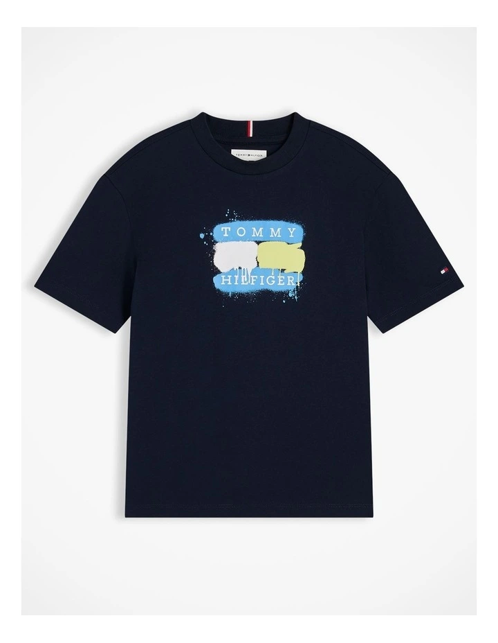 Boys Flag Graffiti T-Shirt (8-16 years) in Blue image 5