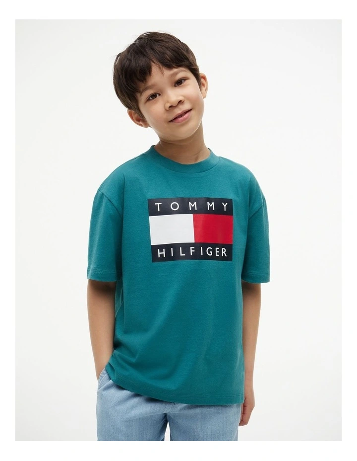 Boys Heritage Flag Print Jersey T-Shirt (8-16 Years) in Blue image 1
