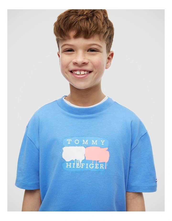 Boys Flag Graffiti T-Shirt (8-16 years) in Blue image 4