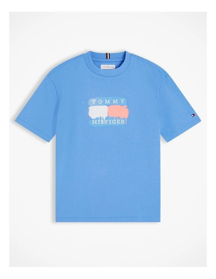 Boys Flag Graffiti T-Shirt (8-16 years) in Blue image 5