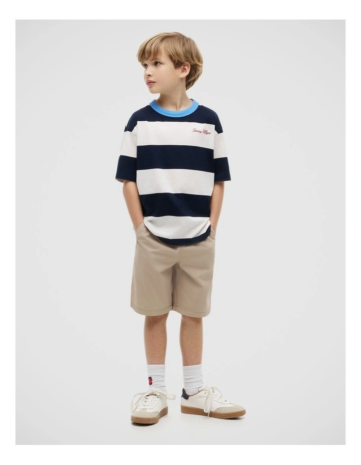 Boys Logo Embroidery Stripe Jersey T-Shirt (8-16 years) in Blue image 2