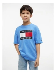 Boys Heritage Flag Print Jersey T-Shirt (8-16 Years) in Blue