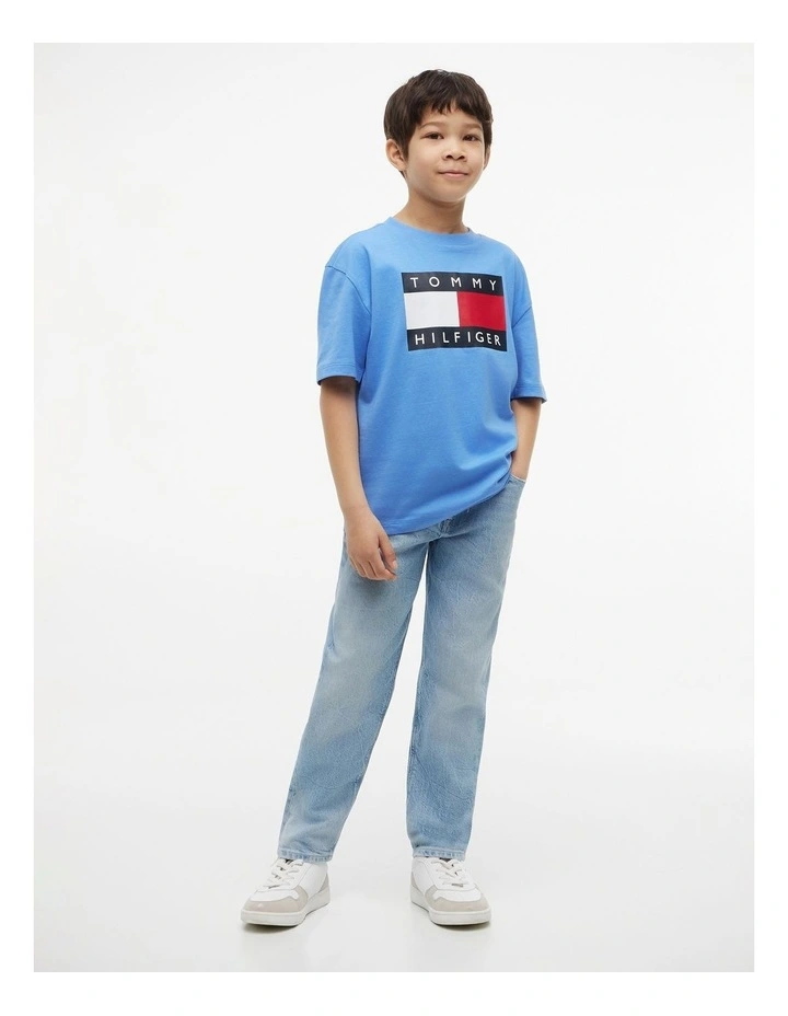 Boys Heritage Flag Print Jersey T-Shirt (8-16 Years) in Blue image 2