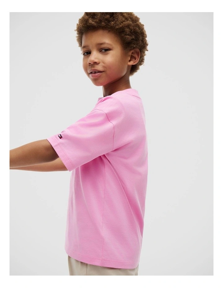 Boys Graphic Logo Jersey T-Shirt (8-16 years) in Pink image 2