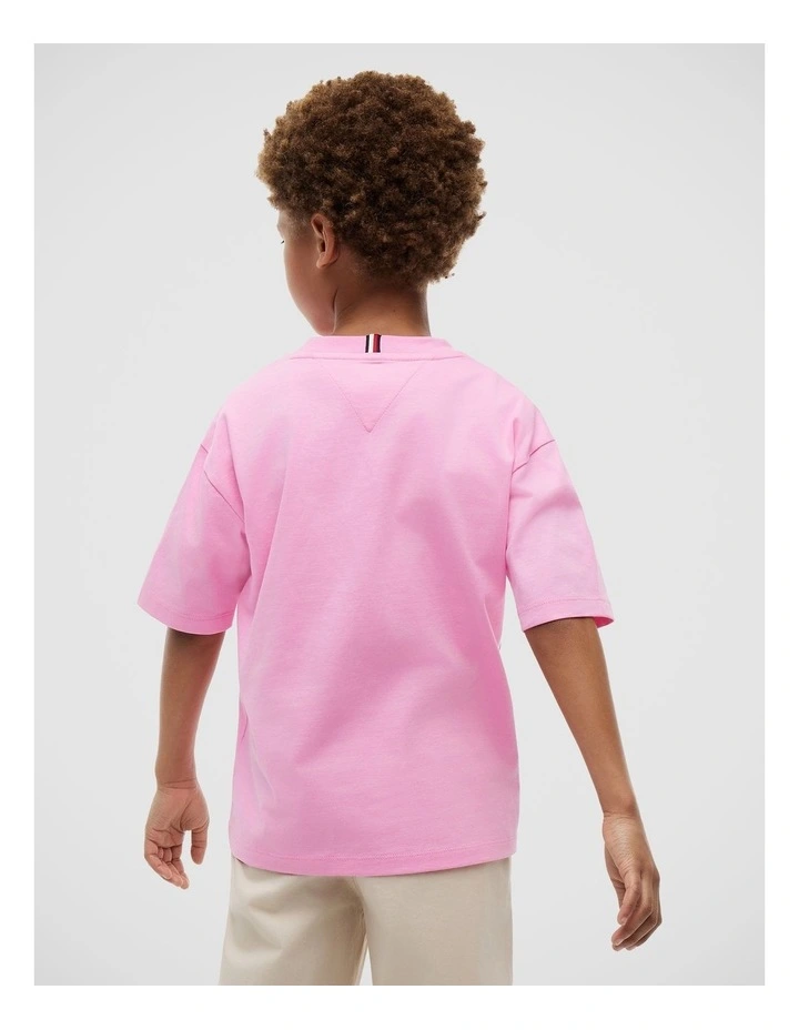 Boys Graphic Logo Jersey T-Shirt (8-16 years) in Pink image 3