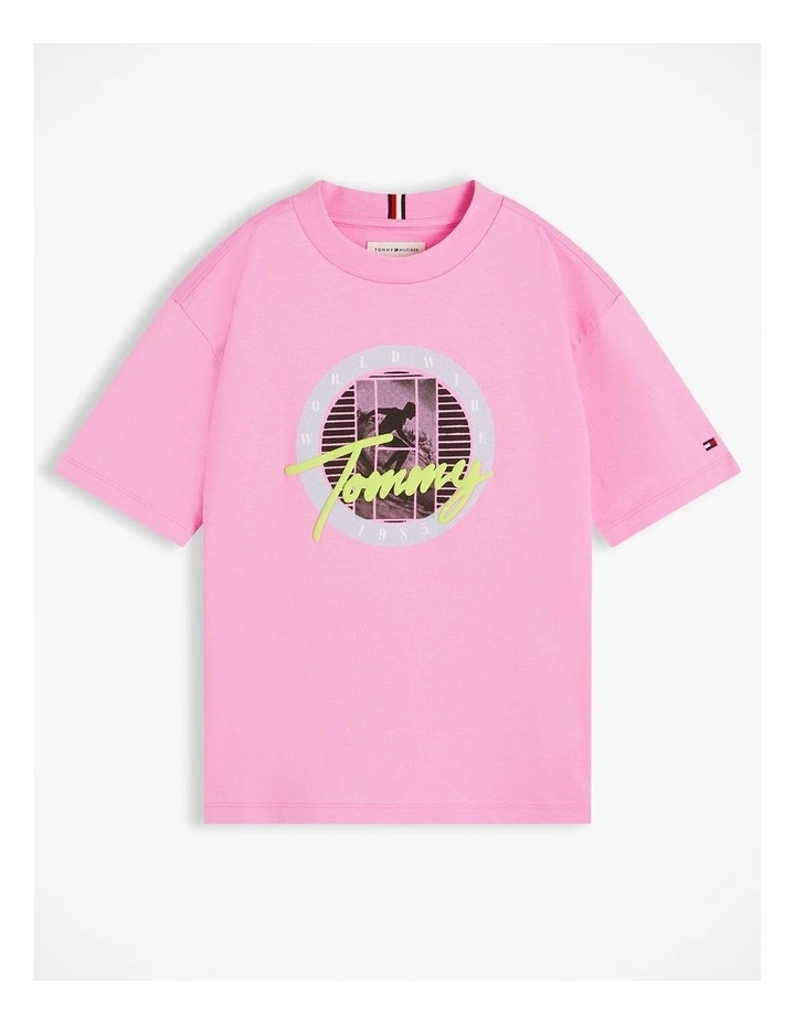 Boys Graphic Logo Jersey T-Shirt (8-16 years) in Pink image 4
