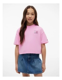 Girls Tommy Rhinestone Tee (8-16 years_ in Pink