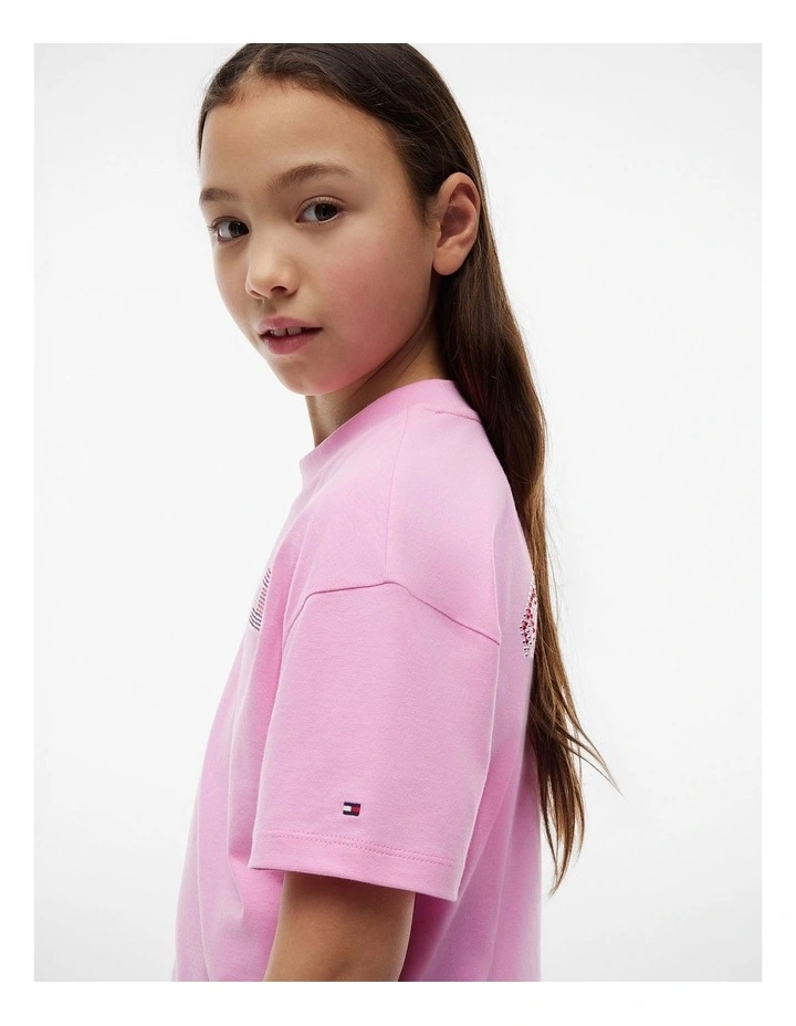 Girls Tommy Rhinestone Tee (8-16 years_ in Pink image 2