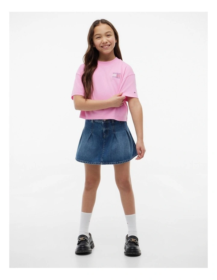 Girls Tommy Rhinestone Tee (8-16 years_ in Pink image 4