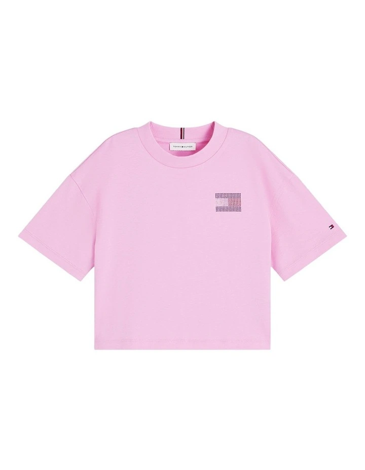 Girls Tommy Rhinestone Tee (8-16 years_ in Pink image 5