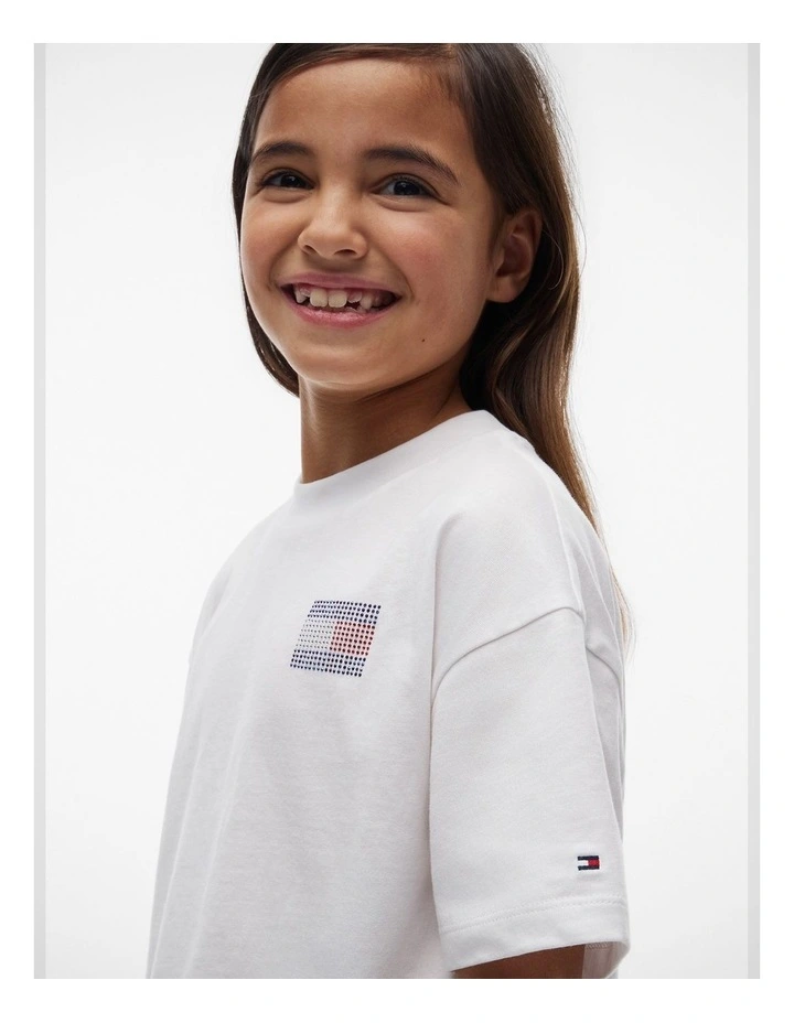Girls Tommy Rhinestone Tee (8-16 years) in White image 2
