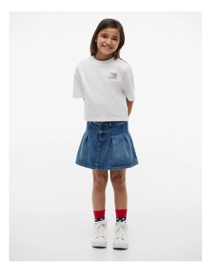 Girls Tommy Rhinestone Tee (8-16 years) in White image 4