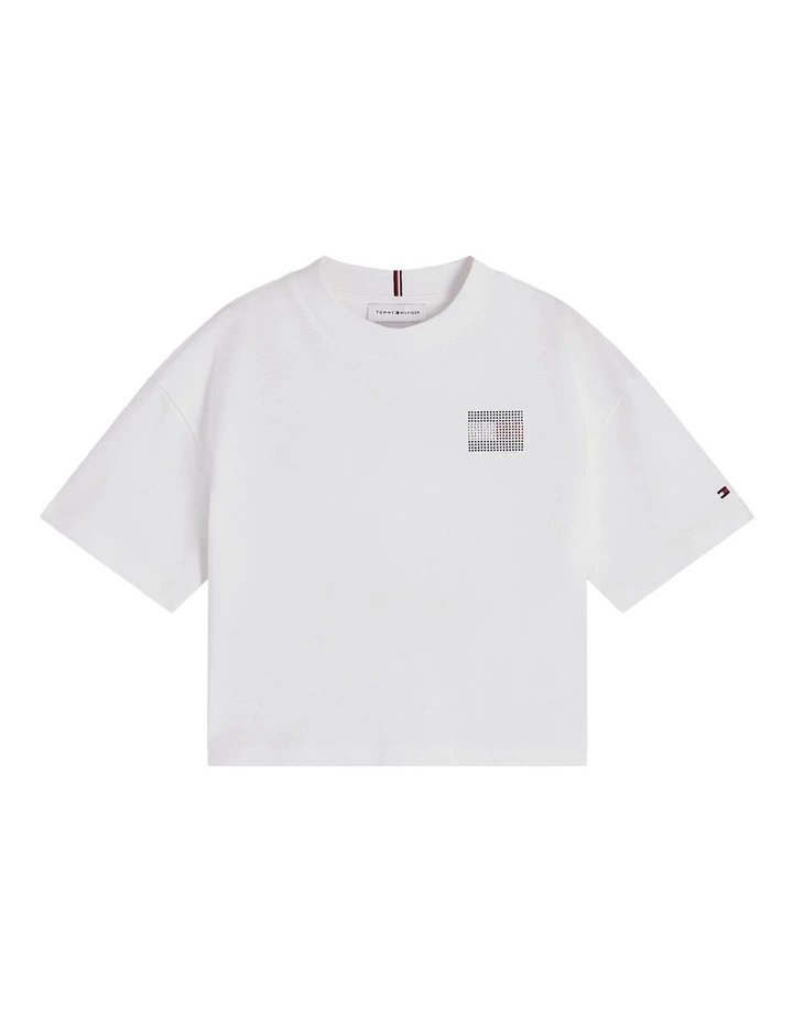 Girls Tommy Rhinestone Tee (8-16 years) in White image 5