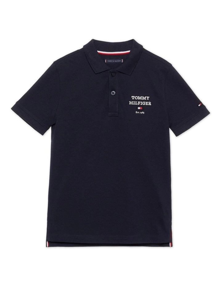 8-16 Embroidery Logo Regular Fit Polo Shirt in Navy image 1
