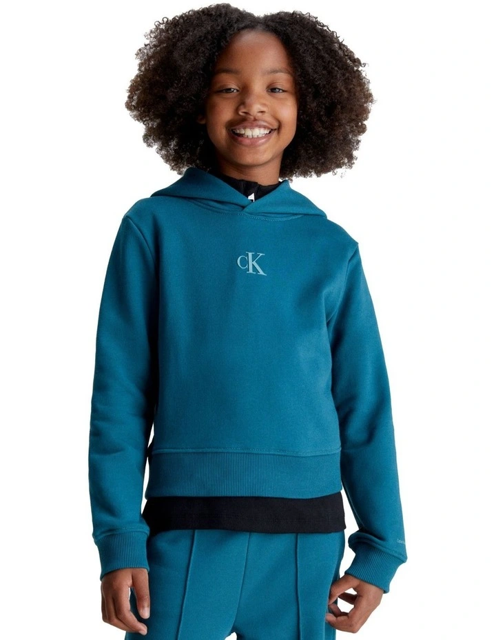 GIRLS 8-16 Logo Boxy Hoodie in Atlantic Deep image 1