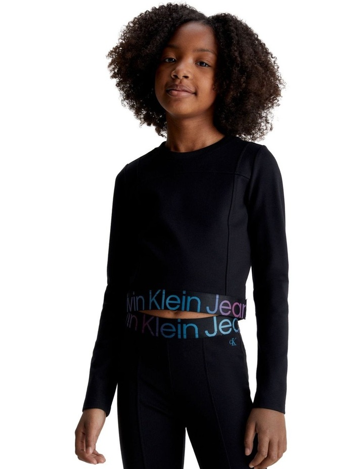 Punto Tape Long Sleeve Top in Black