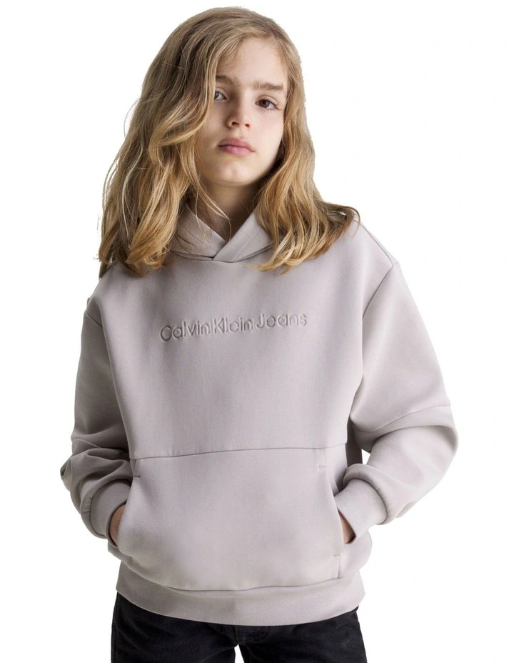 Spacer Debossed Logo Hoodie in Porpoise image 1