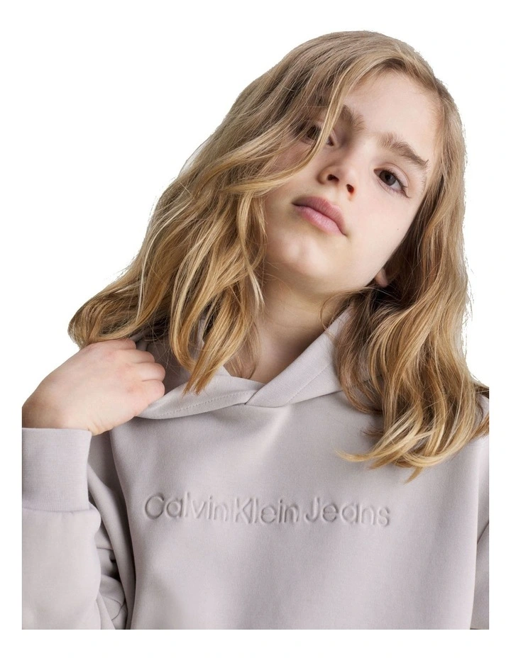 Spacer Debossed Logo Hoodie in Porpoise image 3