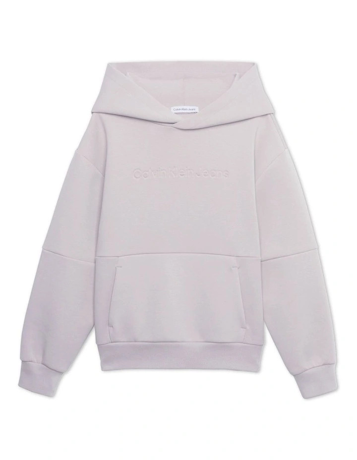 Spacer Debossed Logo Hoodie in Porpoise image 5