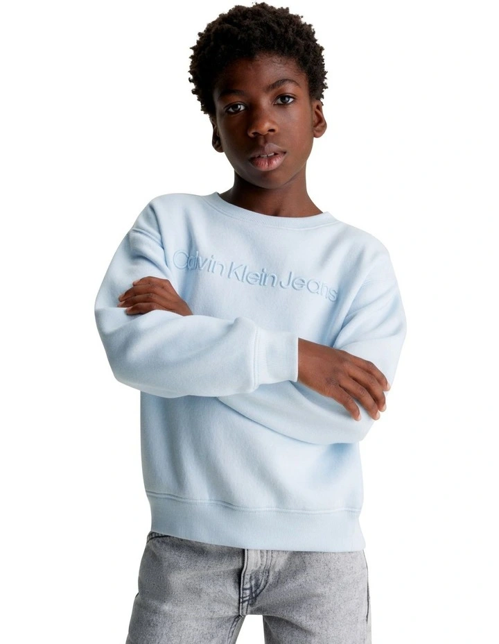 Raised Institutional Logo Cotton Fleece in Blue image 2